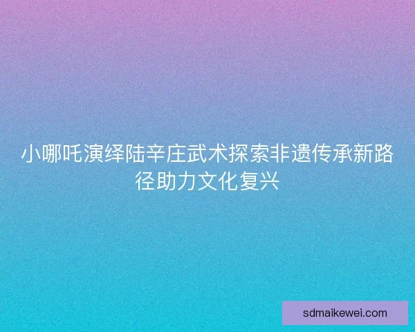 小哪吒演绎陆辛庄武术探索非遗传承新路径助力文化复兴