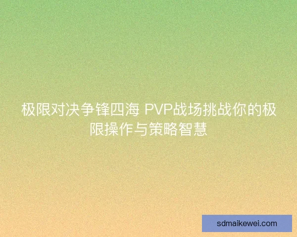 极限对决争锋四海 PVP战场挑战你的极限操作与策略智慧