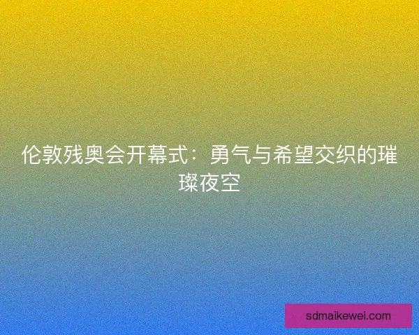 伦敦残奥会开幕式：勇气与希望交织的璀璨夜空